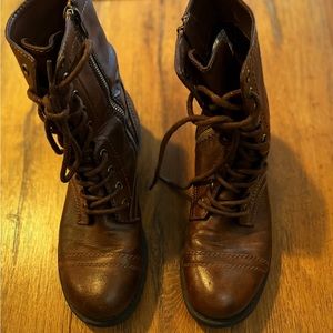 Brown lace up boots